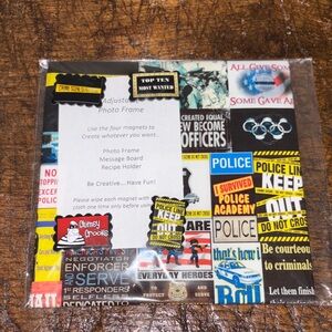 Police-Themed Magnetic Photo Frame — Black, Yellow, Blue